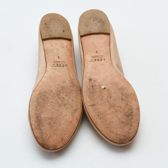 J.Crew Classic Leather Ballet Flats Size 8 Tawny Sand Beige Italian Made - Picture 6 of 6